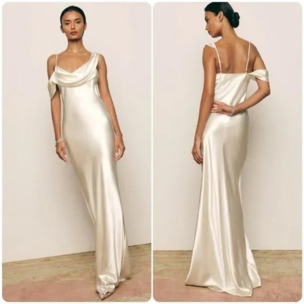 NEW NWT Reformation Ronda silk dress ivory